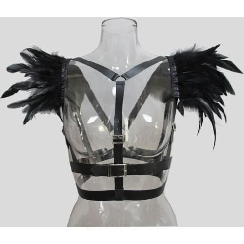 Gothic retro style medieval feather shawl with belt two-piece suit Halloween cosplay costume props