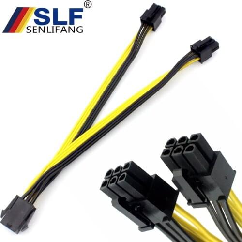 Power Cable Splitter Cable Graphics Video Card Adapter Cord 18AWG 20cm for Miner BTC 5Pcs PCIe PCI-E 6Pin to Dual ATX 6P Male