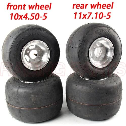 KARTING wheel tire front wheel 10x4.50-5 rear wheel 11x7.10-5 with 5 inch aluminium alloy wheel hub for GO KART ATV UTV Buggy