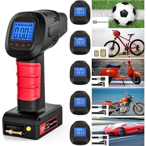 Rechargeable Tire Inflator Air Compressor 18V 150 PSI 55L/Min Cordless Portable Electric Pump for Car,Bicycle,Motorcycle,Balls