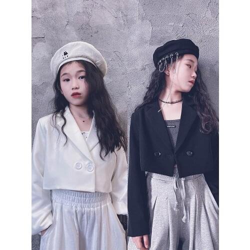 Girls High Waist Suit Coat Fashion Baby Formal Dance Hiphop Tops Mother Girls Matching Clothes Spring Autumn Teen Girls Outfit