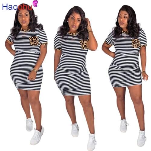 HAOOHU Summer T Shirt Dress Women Round Neck Short Sleeve Bodycon Mini Dress Summer Female Club Party Beach Dress Vestido