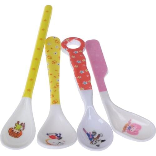 Safety Soft Baby Spoon Feeding Training Kids Infant Toddler Scoop Cutlery Tableware Food Bend Head Curved Utensils Children