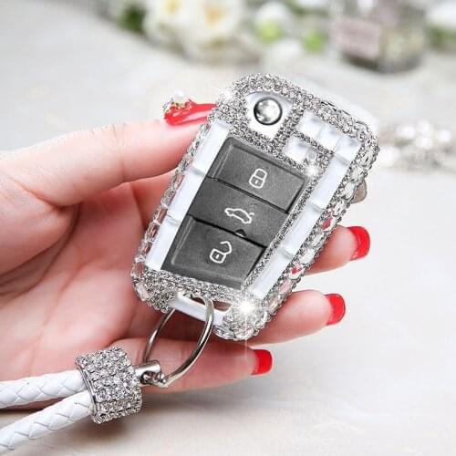 Fashion Diamond Crystal Car Key Remote Case Cover For Volkswagen VW Golf 7 mk7 Seat Ibiza Leon FR2 Altea Aztec For Skoda Octavia