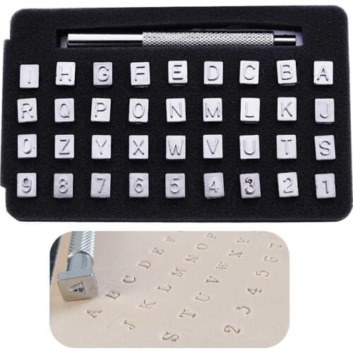 LMDZ 36 Pcs Steel Punch Alphabet Letter Number Leather Stamper Set 3mm Metal Punching Tools for DIY Leather Craft Making