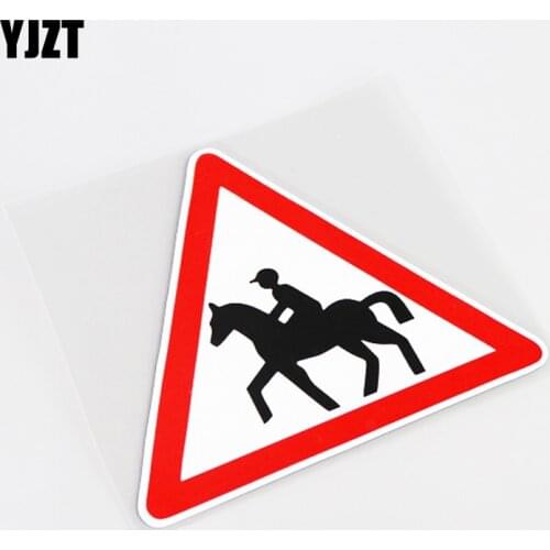 YJZT 13.2CM*11.7CM Cartoon Riding Horse Warning Mark PVC Car Window Sticker Decal 13-0825