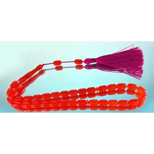 Wrist Length Red Dice Original Squeezing Amber Rosary Kazaz Tassels