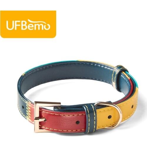UFBemo Dog Collar Leather Necklace ID tag Pet Products collar de cuero para perro Pet Accessories Dog tag Soft Durable
