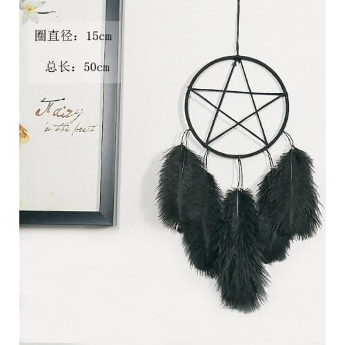 Pentagram Dream Catcher Ostrich Feather Home Wall Hanging Ornaments Living Room Decoration