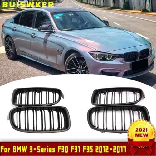 Car Front Grille Racing Front Sport Grill Gloss Black Double Slat Kidney Grille For BMW 3-Series F30 F35 2013-2019