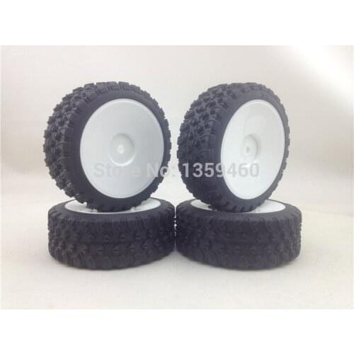 Pre-Glued New 4pcs 1/10 Rally Tires Tyre Wheel Rim Racing (Material White) 0mm offset fits for 1:10 Rally Touring 1/16 Buggy