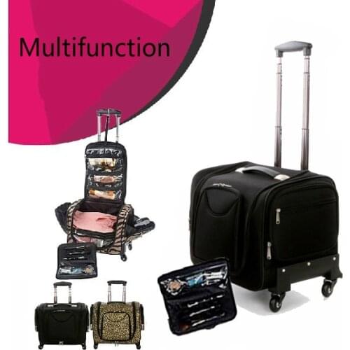 Professional makeup Bag cosmetics cases large multi-caster trolley luggage suitcase Korean cosmetics storage Box kit