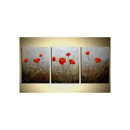 Hand Painted Oil Painting Wild Poppy II-Modern Oil Painting On Canvas Art Wall Decor-Floral Oil Painting Wall Art