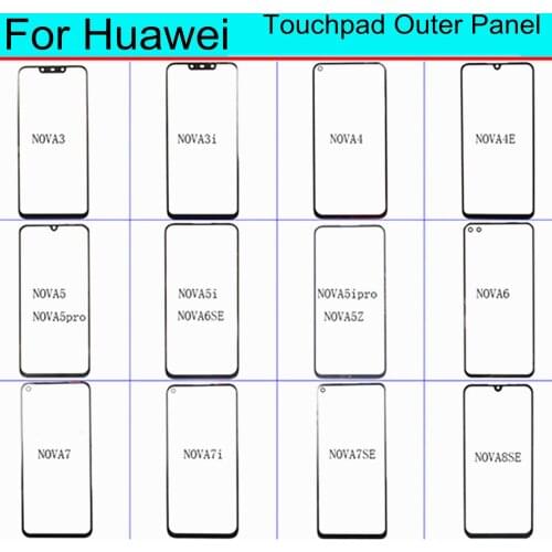 1pc For Huawei Nova 3 3i 4 4E 5 5E 5i 6 7 7i SE Touch Screen Front Glass Touchpad Replacement Outer Panel Lens Cover Repair