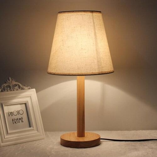 Nordic Wood Light Cloth Creative Modern Simple Decorative Table Lamp Bedside Wooden Table Lamp Fabric Table Light