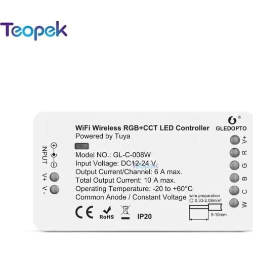 Tuya Smart Home LED Strip Controller 12V 24V RGBW RGBWW RGBCCT RGB Dimmer Controller Alexa Echo Plus Voice Control 360W