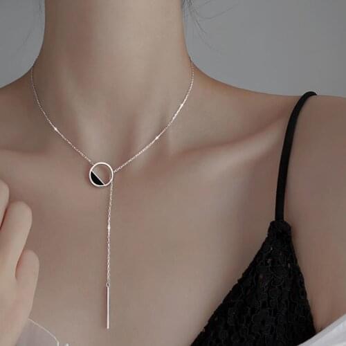 Viwisfy 925 Sterling Silver Necklace Free Adjustable Chain Round Pendant Ins Fashion Gift Birthday VW21185