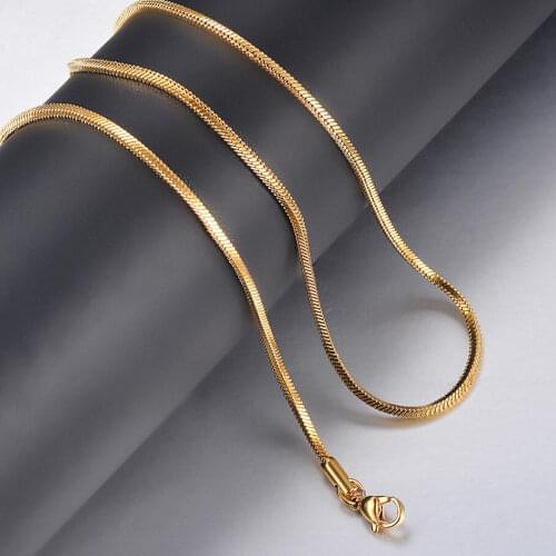 High Quality Hot Sell Width 0.9mm/1.2mm/1.5mm 316 Stainless steel Gold Square Snake Chain Men Women Necklace Jewelry Wholesale