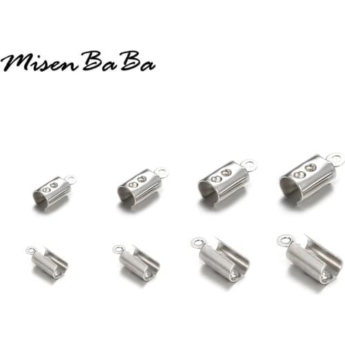 100PCS Fit 2mm 3mm 4mm 5mm Cord End Caps Fastener Stainless Steel Clip Beads Crimp End Caps For Diy Jewelry Making Findings