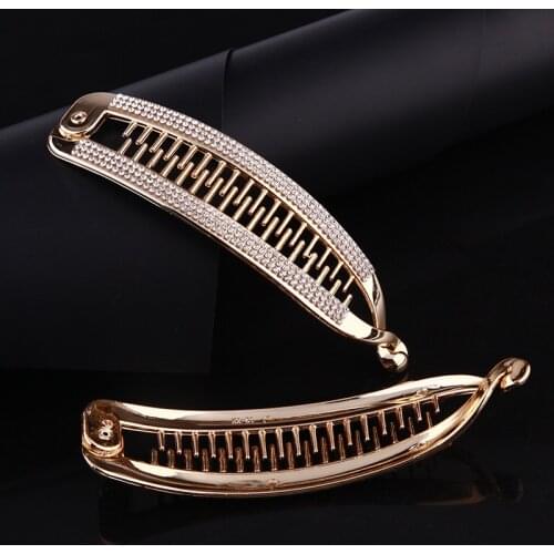 Women Full Crystal Rhinestone Banana Hair Clip Barrette Hairpin Hair Accessories