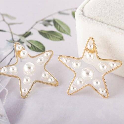 HOCOLE Korean Geometric Resin Earrings For Women Fashion Gold Za 2019 Boho Pearl Drop Earring Wedding Party Jewelry Wholesale