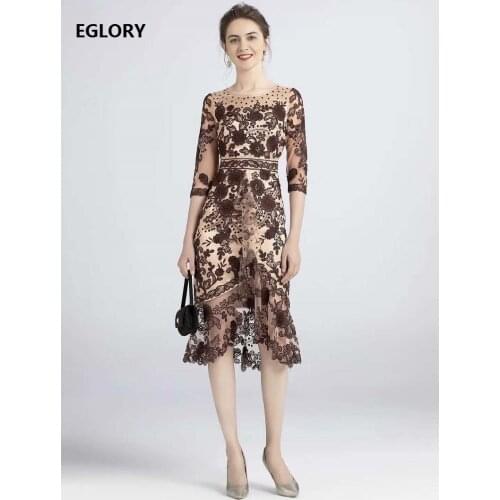 4XL 3XL Dress Vestidos De Festa 2020 Autumn Party Cocktail Women O-Neck Allover Embroidery Sequined Lace Patchwork Mermaid Dress