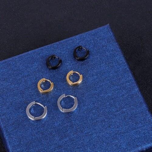 1pair Men Women Black Earrings Cool Titanium Steel Round Stud Earrings For Broncos Gifts Fashion Hip Hop Punk Jewelry