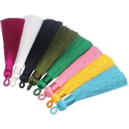 10pcs Fashion 9cm Long Silk Tassel Fringe Charms Pendants Length 90mm with Hole fit Earring Necklace DIY Jewelry Making Findings