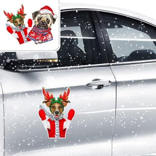 Christmas Car Stickers, 2 pcs Magnetic Car Christmas Decorations Reflective Refrigerator Magnets Waterproof Reindeer Sticker
