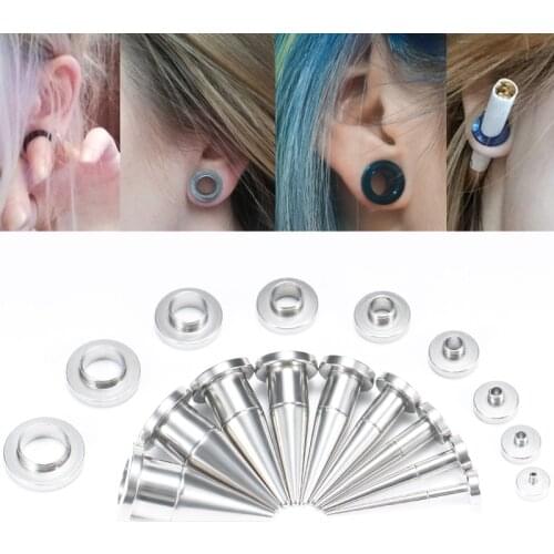 1 Piece Two In One Titanium Steel Ear Expander Tapers Plugs and Tunnels Piercing Gauges Earrings Men Women Body Jewelry 7MM 9MM