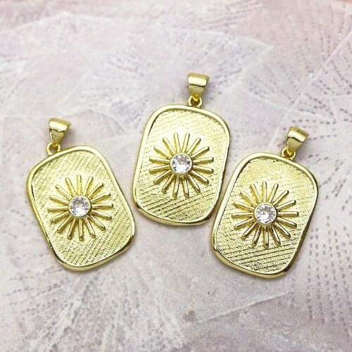 20 Pcs Rectangle pendant Solar jewelry pendant Zircon jewelry pendants for women accessories pendants 7304
