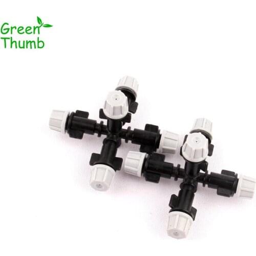 4sets Mist Nozzle Spray Head with 6mm Five Ways Connector Fogger Cooling Humidify Sprinklers Horticulture Watering Kits