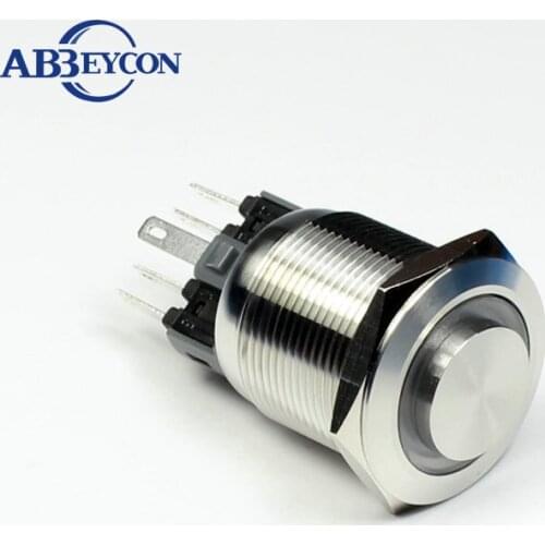 5pcs/Lot 22mm stainless steel IP67 1NO1NC SPST latching waterproof push button latching high flush led illuminated 12V switch