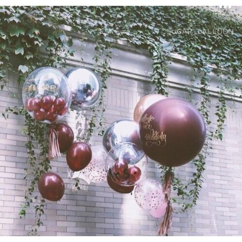 5pcs of wine red 4d star heart round latex balloon wedding birthday party childrens decoration party inflatable helium Globos b