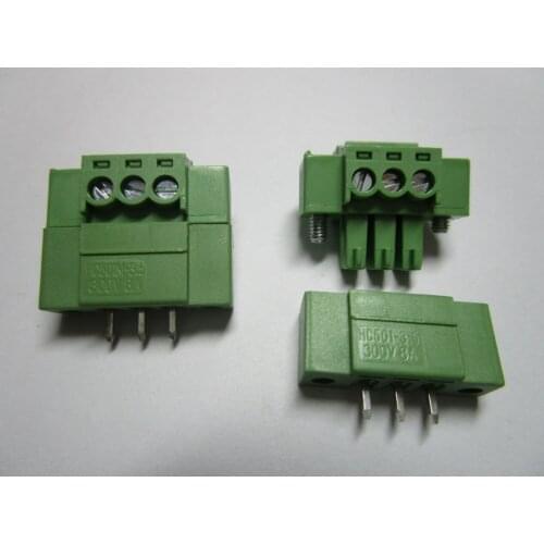 50 pcs With Embossmen Straight 3 pin Pitch 3.81mm Screw Terminal Block Connector Green Color Pluggable Type with straight pin