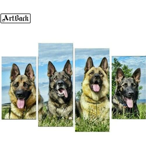 5d diamond painting dog hound pattern 1 set 4pcs diamond embroidery full square 3d diamond mosaic animal sticker home decoration
