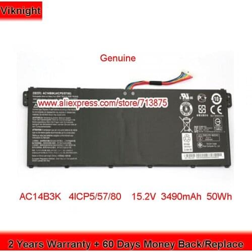 Genuine AC14B3K 4ICP5/57/80 Battery for Acer Aspire ES1-311 E3-112M E5-771 ES1-111M E5-771G ES1-731G R7-371T 15.2V 50Wh