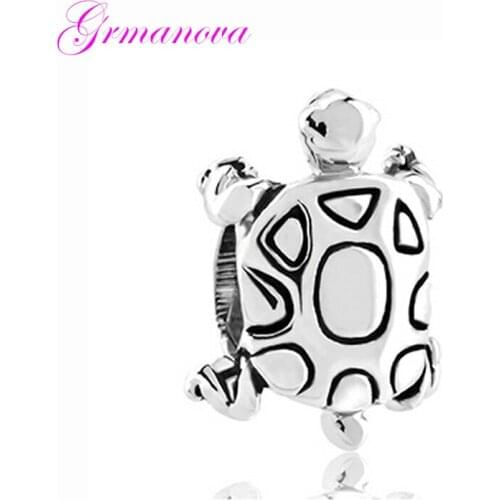 Turtle animal charm beads female DIY jewelry classic popular accessories amulet Fit Pandora Bracelet Necklace