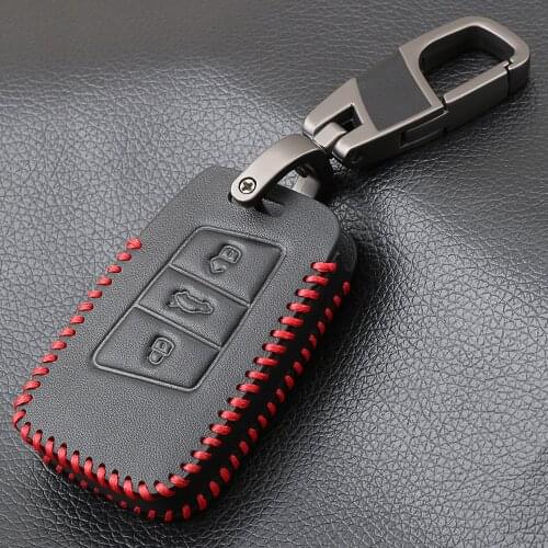 Genuine Leather Car Key Remote Cover Case For Volkswagen VW Tiguan MK2 2017 2018 2016 Passat B8 CC For Skoda Superb A7