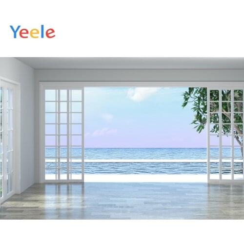 Yeele Sky Sea White House Door Frame Summer Holiday Photography Backgrounds Customized Photographic Backdrops for Photo Studio