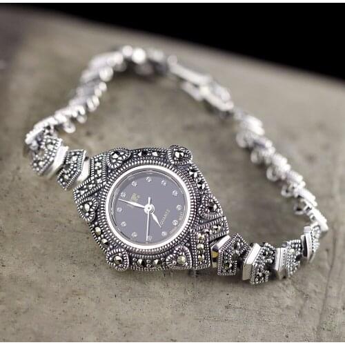 Hot Sale HF Brand Watch Love Heart S925 Real Silver Bracelet Watch Top Quality Pure Silver Bracelet Watches Real Silver Bangle