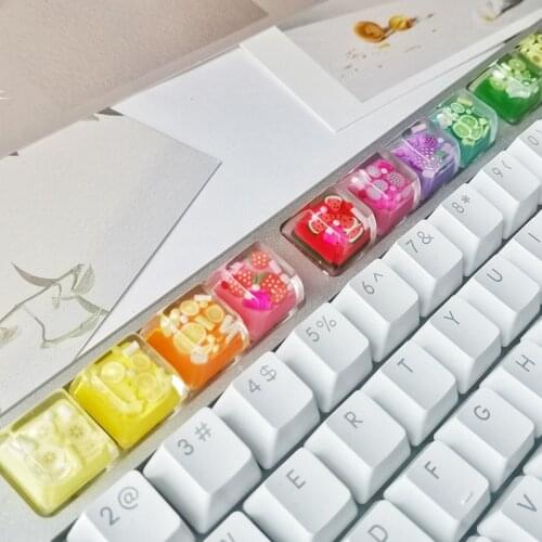 ESC F11 Keycap Key Caps Covers Keys Personality Design Fruit Resin Keycap Transparent Homemade Mechanical Keyboard