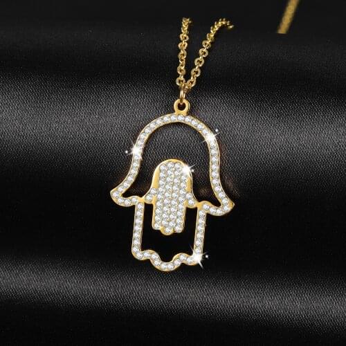 COLLIER MAIN DE FATMA - YASMINA Good Luck Necklace Boho Jewelry Long Necklace Protection pendant Hand of Fatima Hamsa Hand