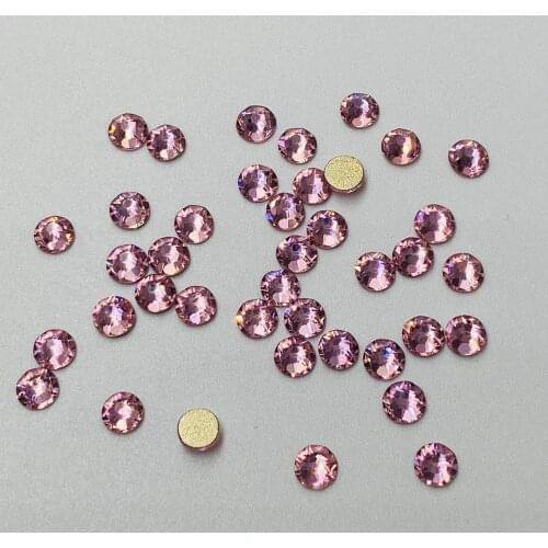 Lt.Rose Color ss16,ss20,ss30 Size 8 Big and 8 Small Facets Non Hot Fix Flat Back Glue On Rhinestone