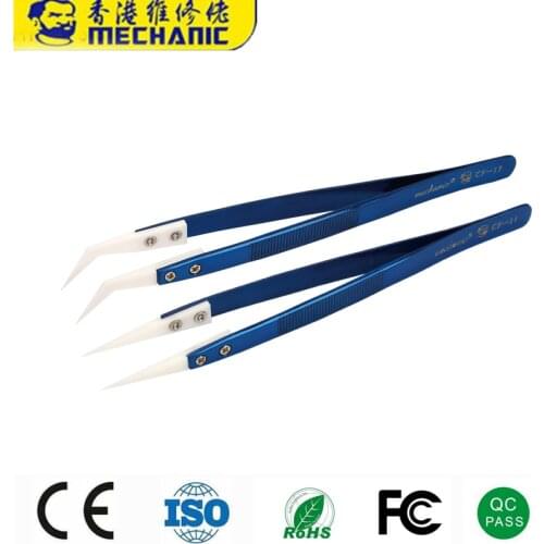 MECHANIC Dedicated Wire Ceramic CF Tweezers Antistatic Antimagnetic High Precision Insulated Tip For IPhone PCB Flying Wire Chip