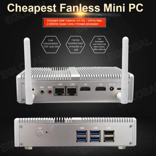 Eglobal Mini computer Intel Celeron quad core N3160 N3150 Barebone Desktop Ordinateur portable PC 4G Ram 120G SSD For Home use