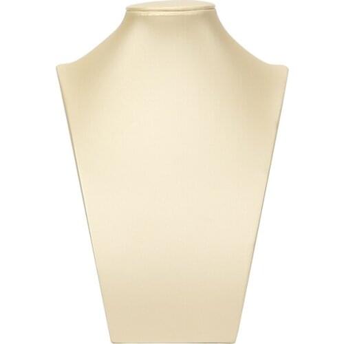 Fashionable Elegant Golden Brushed Leather Bust Portrait Jewelry Pendant Necklace Long Chain Window Display Stand Four Size