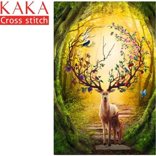 KAKA Cross stitch kits,Embroidery needlework sets with printed pattern,11CT-5D canvas for Home Decor Painting,animals CKA0047