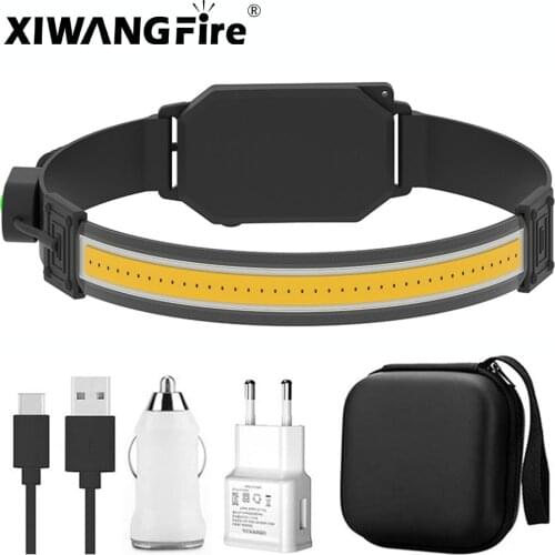 COB Riding Headlamp Soft Light Night Running Headlight Built-in 1200mAh USB Rechargeable Head Torch 3 Modes Camping Light