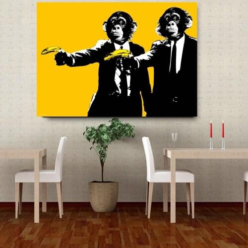 Banana Monkey Wall Pictures Creative Oil Painting Print Canvas Top Idea Decor Wall Art For Wall Painting No Framed
